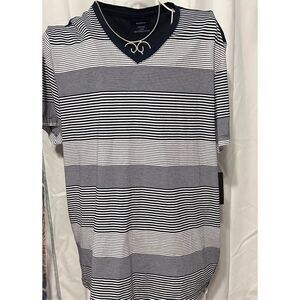 NEW WITH TAGS Alfani Men's Ombre Striped‎ V-Neck T-Shirt STRETCH SIZE LARGE